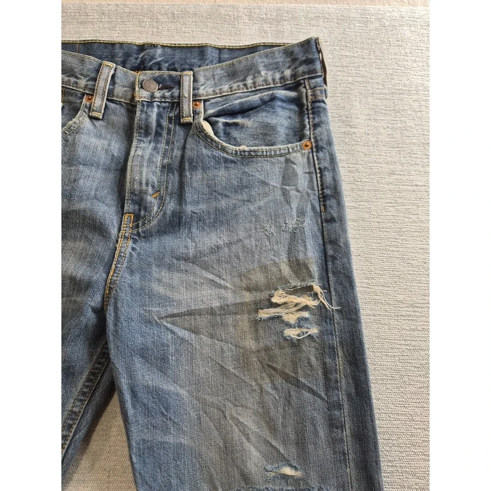 Levi's 522 Jeans Mens 28x32 Blue Denim Distressed Straight Leg Outdoor Wear